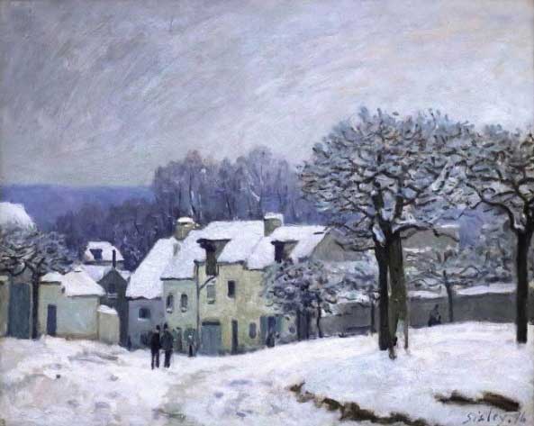 Alfred Sisley, La Place du Chenil à Marly, effet de neige, 1876