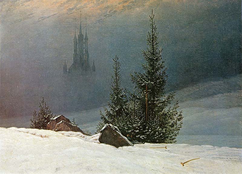 Caspar David Friedrich, Paysage d'hiver avec l'église, 1811