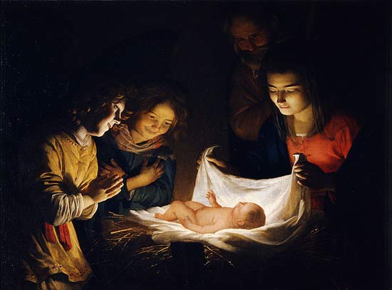 Gerard van Honthorst, L'adoration de l'enfant, 1620