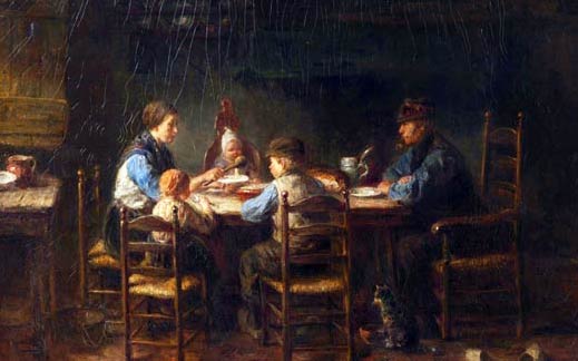 Jozef Israëls, Famille de paysans à table, 1882