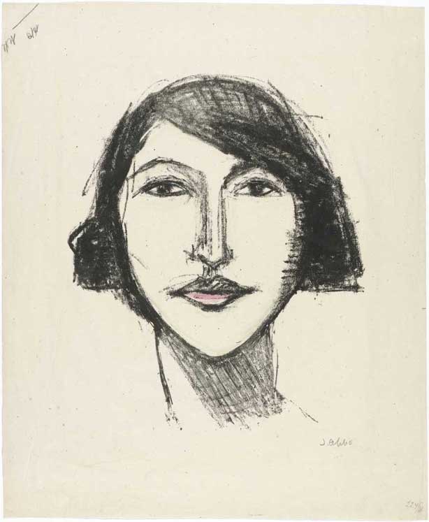 Jussuf Abbo, Jeune femme, lithographie, 1922