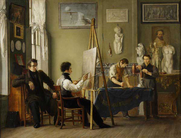 Petrus van Schendel (1806-70), L'Artiste dans son atelier